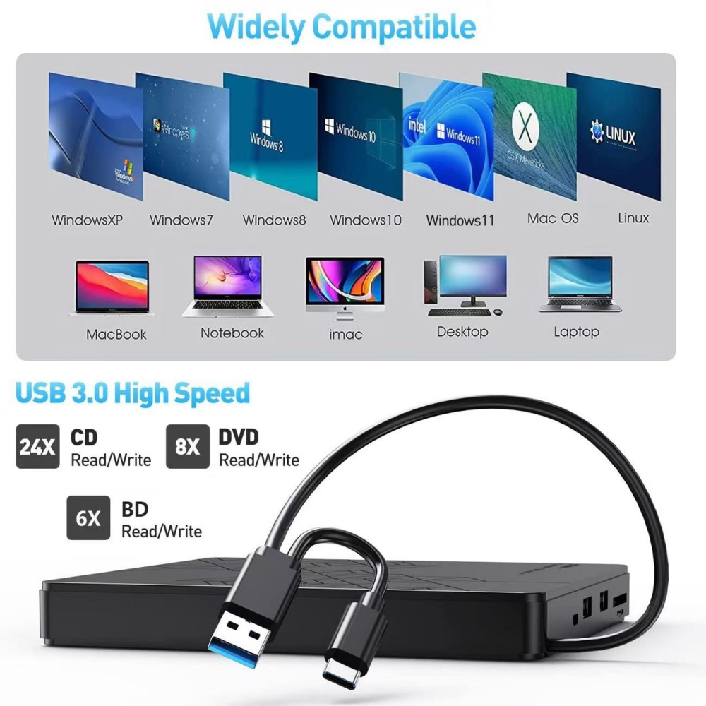 Zewnętrzny napęd Blu-ray 5 w 1 – Blu Ray Disc Player recenzja i cena