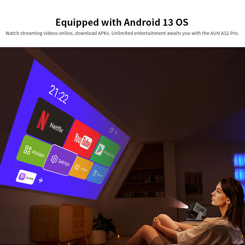 AUN A32 Pro Android 13 Projekt – Home Cinema Movies recenzja i cena