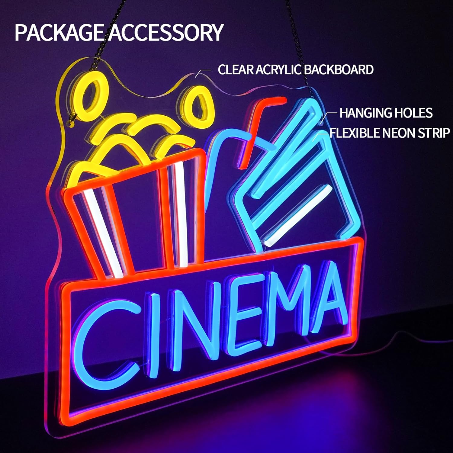 Neonowy szyld kina LED zasilan – Home Cinema Movies recenzja i cena